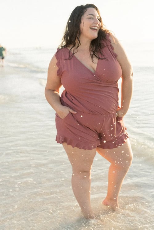 ⏰Lsat Day Sale⏰ Swim Romper Built-in Bra👙Detachable bra cup